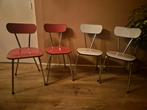 Vier Formica Stoeltjes met Chromen Poten, Huis en Inrichting, Gebruikt, Ophalen of Verzenden, Vier, Metaal