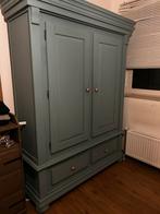 Mooie groene brocante houten kledingkast, Ophalen, Gebruikt, Met deur(en), 150 tot 200 cm