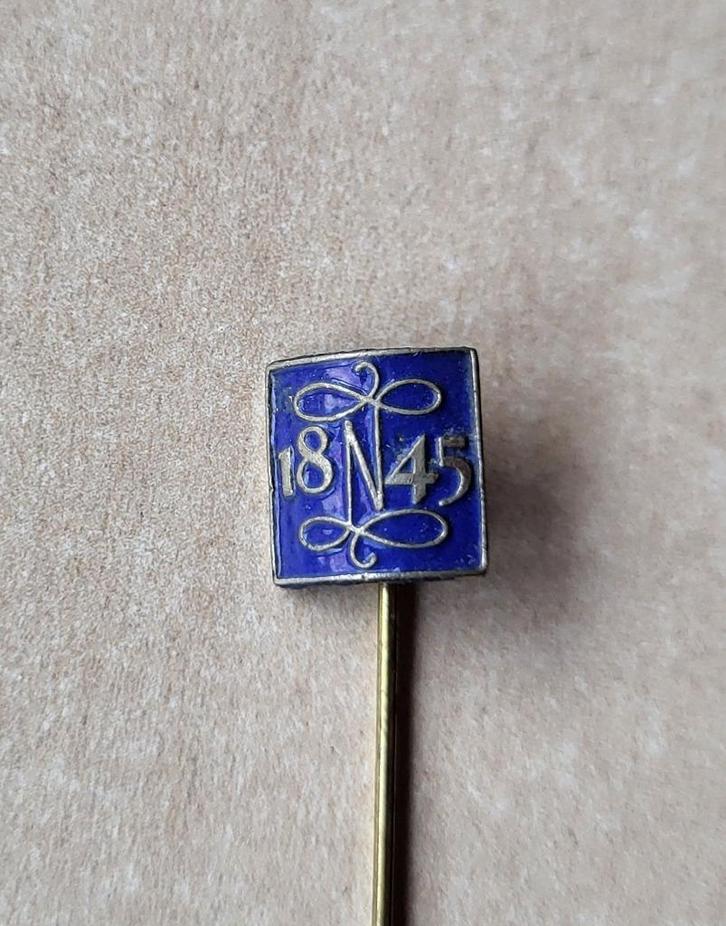 De Nederlanden 1845 Verzekering emaille speldje, Verzamelen, Speldjes, Pins en Buttons, Gebruikt, Speldje of Pin, Overige onderwerpen