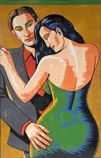 687. Houtsnede Leon Janssen - “Paar op oker R", 2002