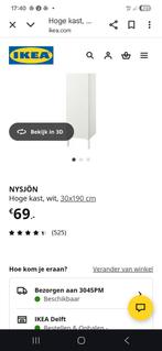 NYSJÖN Badkamerkast - Wit - 30x190 cm, Ophalen, Overige materialen, Minder dan 50 cm, Met deur(en)