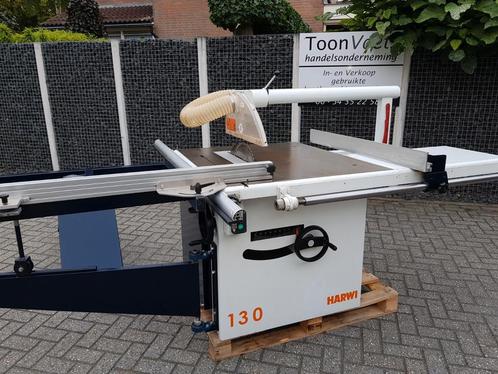 Harwi Cirkelzaag met roltafel verbreding & achtertafel, Doe-het-zelf en Verbouw, Gereedschap | Zaagmachines, Gebruikt, Cirkelzaag
