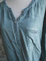 Mooie blouse met zilverkleurige stipjes Maat 48, Kleding | Dames, Groen, Ophalen of Verzenden, Zo goed als nieuw, Maat 46/48 (XL) of groter