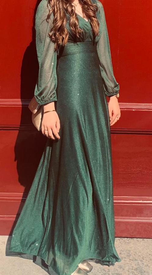 Groene galajurk met glitterstofje, Kleding | Dames, Gelegenheidskleding, Zo goed als nieuw, Galajurk, Groen, Ophalen