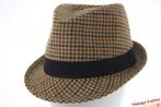 Gleufhoed Trilby Hawkins tweed-stijl groen bruin 57, 59 & 60, 60 cm (XL, 7½ inch) of meer, Hoed, Nieuw, Ophalen of Verzenden