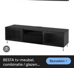 Besta tv meubel zwart en glas, Ophalen, 150 tot 200 cm, Minder dan 100 cm, Industrieel