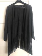MS zwart suedine vest met franjes maat 48, Kleding | Dames, Grote Maten, Zwart, Trui of Vest, Ophalen of Verzenden, Zo goed als nieuw