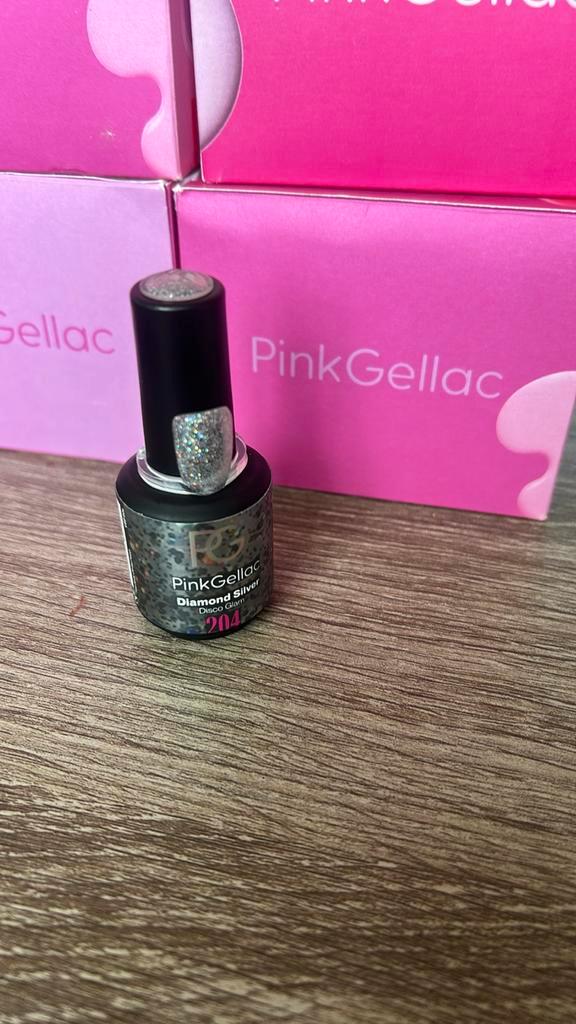 Pink Gellac Diamond Silver 204, Sieraden, Tassen en Uiterlijk, Uiterlijk | Cosmetica en Make-up, Zo goed als nieuw, Handen en Nagels