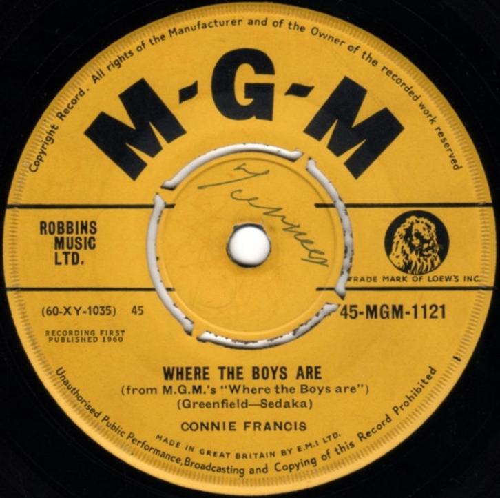 Connie Francis - Where the Boys Are (Single), Cd's en Dvd's, Vinyl Singles, Gebruikt, Single, Pop, 7 inch, Ophalen of Verzenden