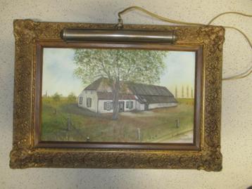 Schilderij van een boerderij St. Anthonis-Schilderij MG auto