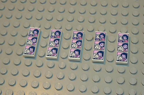 L884 Tegels 1x3 wit met opdruk foto's 5 st., Kinderen en Baby's, Speelgoed | Duplo en Lego, Nieuw, Lego, Losse stenen, Ophalen of Verzenden