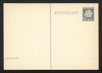 Briefkaart Suriname 38. Zegel zeilschip 5 cent grijs. beschikbaar voor biedingen