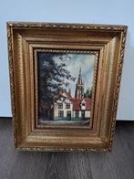 Schilderij Stadsgezicht in Gouden Lijst, Antiek en Kunst, Kunst | Schilderijen | Klassiek, Ophalen of Verzenden