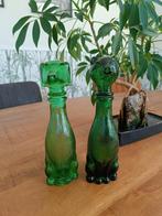Vintage Empoli Karaffen Hond en Kat - Groen Glas, Antiek en Kunst, Antiek | Glas en Kristal, Ophalen of Verzenden