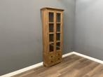 Landelijke Teak Vitrinekast 215 cm, Teakhout, Zo goed als nieuw, 25 tot 50 cm, 200 cm of meer