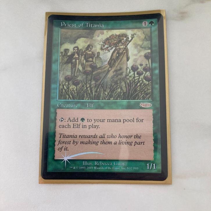 FOIL Priest of Titania - Urza's Saga - FNM promo Mint MTG, Hobby en Vrije tijd, Verzamelkaartspellen | Magic the Gathering, Zo goed als nieuw
