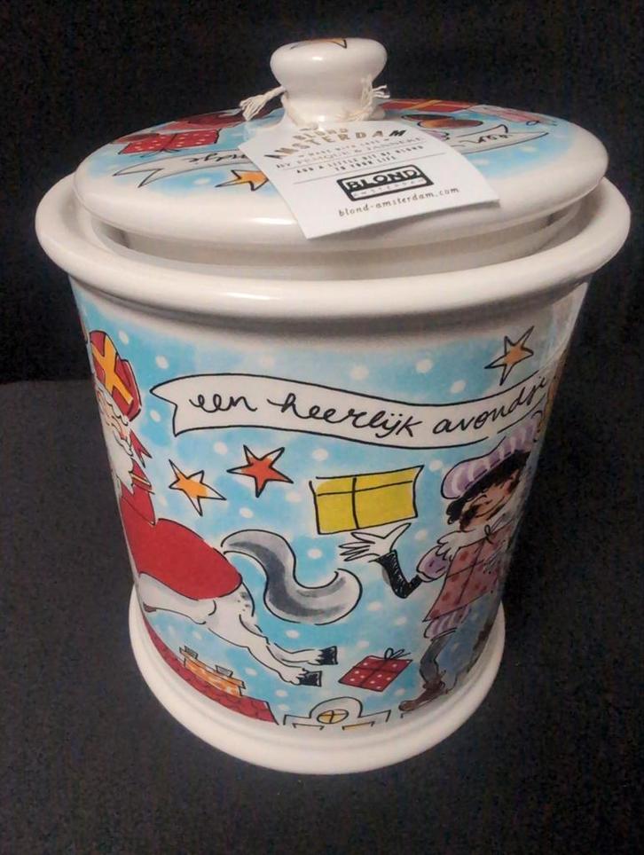 Blond Amsterdam Sint & Piet Voorraadpot, Huis en Inrichting, Woonaccessoires | Schalen en Manden, Nieuw, Schaal, Rond, Porselein of Keramiek