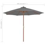 Parasol met houten paal 300 cm antraciet gratis bezorgd, Tuin en Terras, Parasols, Nieuw, Kantelbaar, Ophalen of Verzenden, Stokparasol