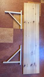 Grenen plank 119x28 cm met 2 houten dragers, Ophalen, Zo goed als nieuw