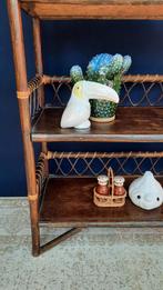 Vintage manou schappen kastje, nachtkastje, rotan rekje, Gebruikt, Vintage, Ophalen of Verzenden, Nvt