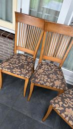 Houten stoelen met bloemmotief, Ophalen, Gebruikt, Bruin, Vijf, Zes of meer stoelen
