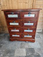 Teakhouten ladekast met 8 lades, Ophalen, Gebruikt, 5 laden of meer, 100 tot 150 cm