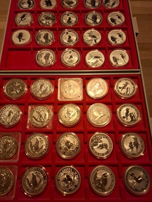 KOOABURRA. Uniek gehele serie 1990 / 2025 m.u.v. 2004, Postzegels en Munten, Edelmetalen en Baren, Zilver, Ophalen of Verzenden