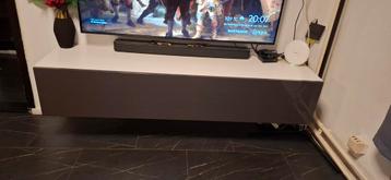 Moderne zwevende tv-meubel, antraciet grijs/wit hoogglans 