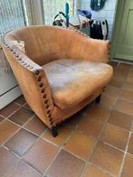Fauteuil van geruwd leer, Ophalen, Gebruikt, Landelijk/stoer, 50 tot 75 cm