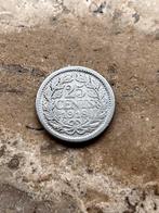 25 cent 1918 Wilhelmina , zilver, Postzegels en Munten, Munten | Nederland, Zilver, 25 cent, Ophalen of Verzenden, Koningin Wilhelmina