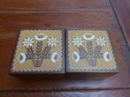 Mooi gedecoreerde houten bewaardoos met 3 vakken., Ophalen of Verzenden