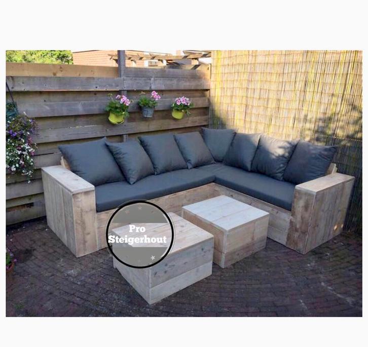Steigerhout Loungeset Loungebank Hoekbank Tuinbank Tuinset, Tuin en Terras, Tuinsets en Loungesets, Nieuw, Loungeset, Steigerhout