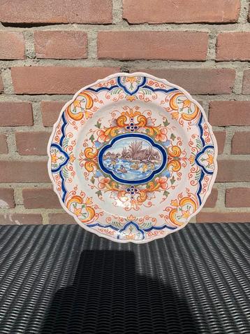 Wandbord Delfts aardewerk, Winter tafereel, 32 cm beschikbaar voor biedingen
