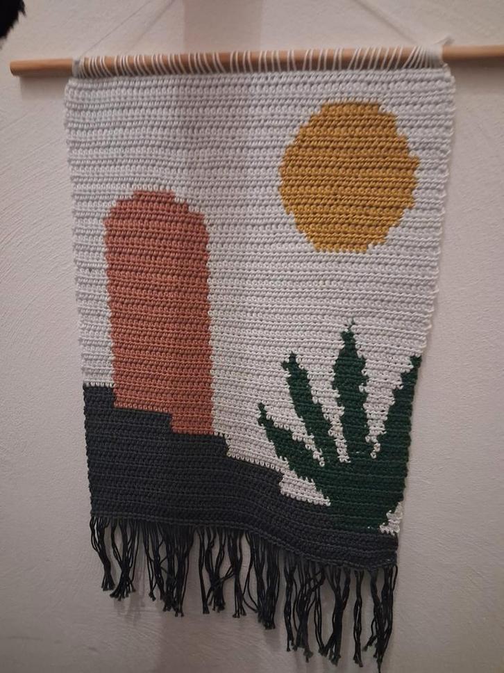 Gehaakt Wandkleed Abstract Design, Huis en Inrichting, Woonaccessoires | Wanddecoraties, Zo goed als nieuw, Ophalen of Verzenden