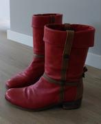 Rode leren laarzen, maat 39, Hoge laarzen, Ophalen of Verzenden, Onbekend, Gedragen