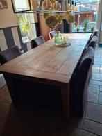 6 donkerbruine eettafelstoelen op wieltjes., Huis en Inrichting, Stoelen, Ophalen, Gebruikt, Bruin, Stof