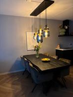 Zwarte eettafel mangohout, Ophalen, 50 tot 100 cm, Zo goed als nieuw, Vijf personen of meer
