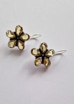 Leuke 925 zilveren oorbellen met gele glas kristal bloemen, Met kristal, Hangers, Verzenden, Nieuw
