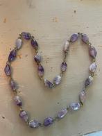 Vintage retro halfedelstenen boho paarse ketting collier, Sieraden, Tassen en Uiterlijk, Kettingen, Overige materialen, Paars