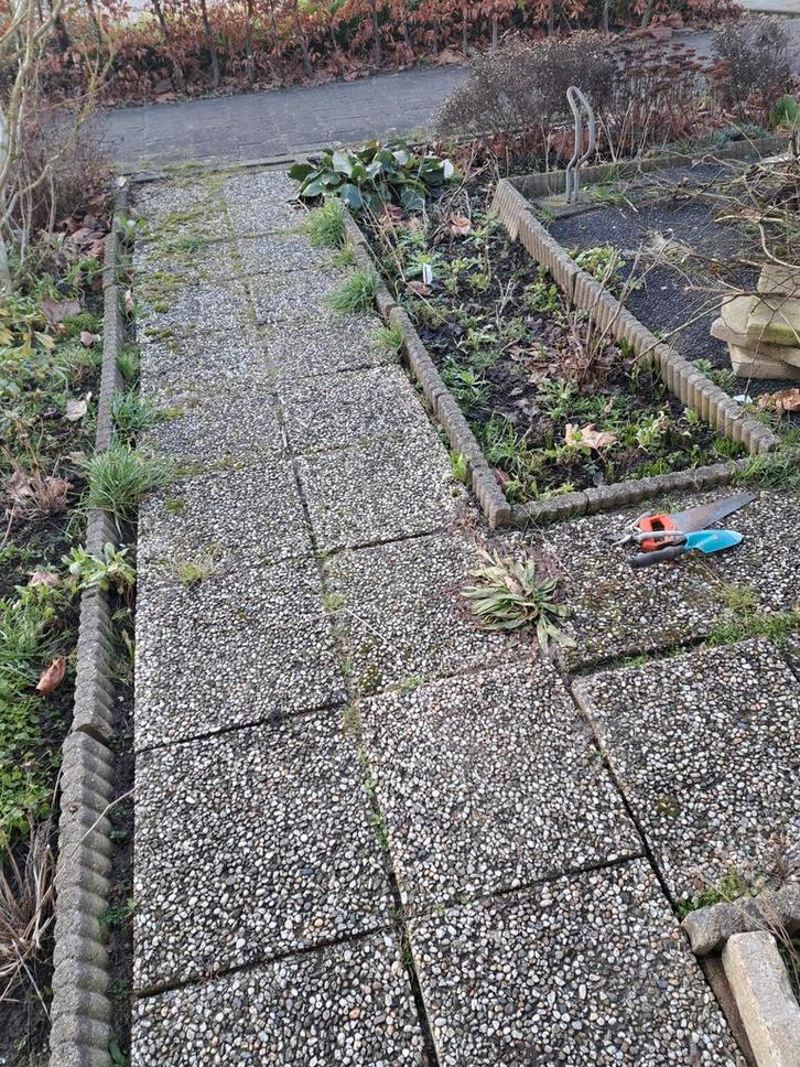 Partij gebruikte grind / terrastegels, Tuin en Terras, Tegels en Klinkers, Gebruikt, Terrastegels, Beton, 10 m² of meer, Ophalen