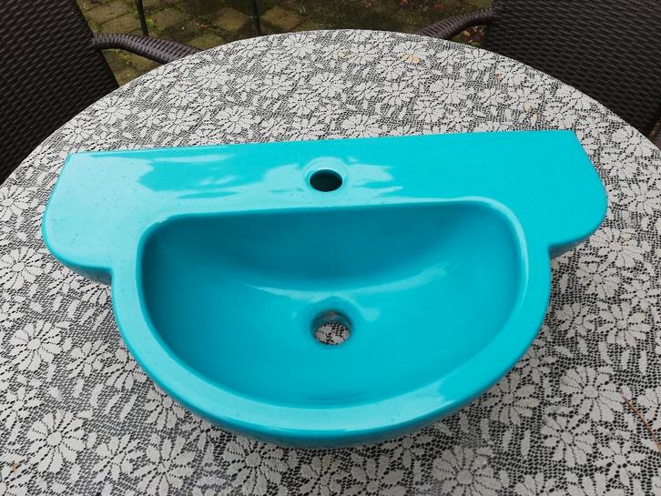 58,5x34,5 Groot fonteintje kleine wastafel turquoise kleur, Antiek en Kunst, Curiosa en Brocante, Ophalen