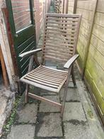 2 Houten Tuinstoelen inklapbaar met Kussens, Tuin en Terras, Tuinstoelen, Ophalen, Gebruikt, Hout, Inklapbaar