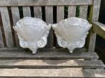 2 bloempotten van beton ornament schelp model, Tuin en Terras, Bloempotten, Ophalen, Gebruikt, Tuin, Rond