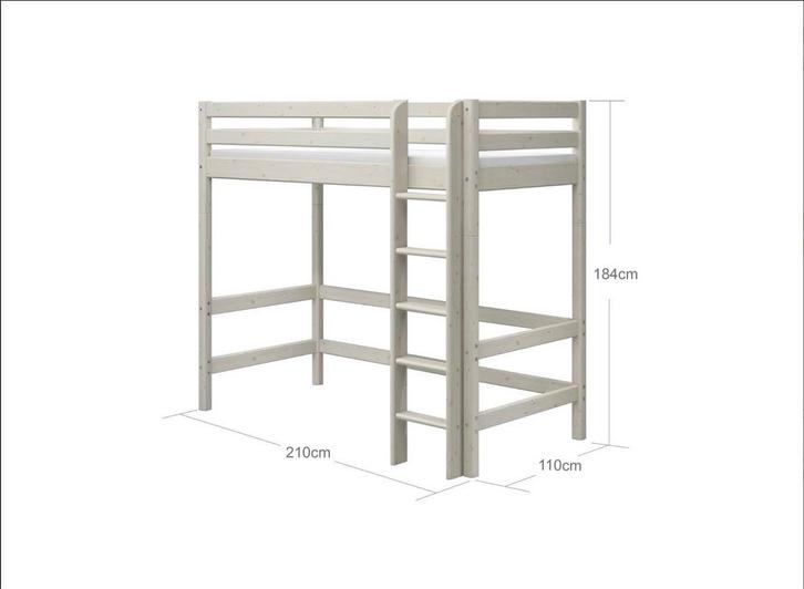 Flexa Classic hoogslaper met rechte ladder 90200 whitewash, Huis en Inrichting, Slaapkamer | Stapelbedden en Hoogslapers, Gebruikt