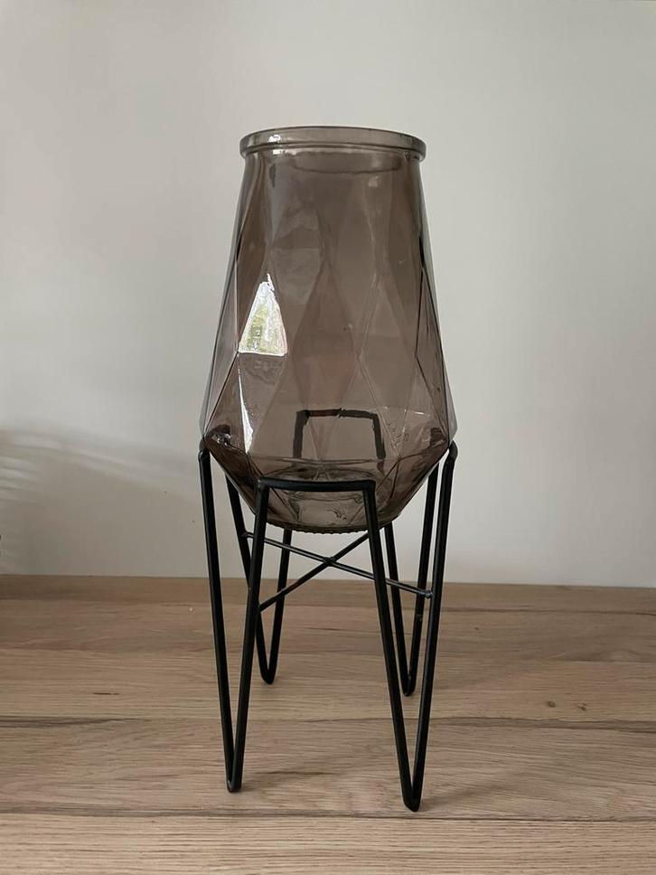 Windlicht - 44cm hoog, Huis en Inrichting, Woonaccessoires | Vazen, Zo goed als nieuw, Zwart, Minder dan 50 cm, Glas, Ophalen