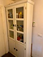 Witte Vitrinekast/Buffetkast met Glazen Deuren, Gebruikt, 200 cm of meer, Glas, 25 tot 50 cm