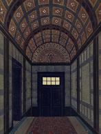 1914, Ontwerptekening Hal - Interieurschets, Originele prent, Gebruikt, Verzenden, Voor 1940, Prent