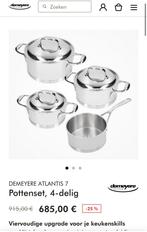 Demeyere Atlantis (7) Pottenset, 4-Delig stainless steel, Huis en Inrichting, Ophalen of Verzenden, Nieuw, Rvs, Pannenset