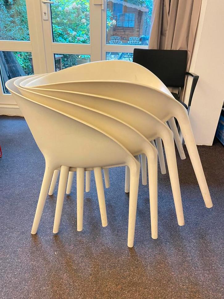 Set van 4x vintage Philip Stark stoelen, Huis en Inrichting, Krukjes, Zo goed als nieuw, Hout, Ophalen