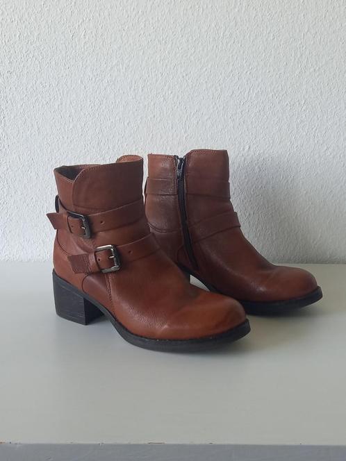 Minelli – Bruine leren laarsjes, mt.37!, Kleding | Dames, Schoenen, Zo goed als nieuw, Lage of Enkellaarzen, Bruin, Ophalen of Verzenden